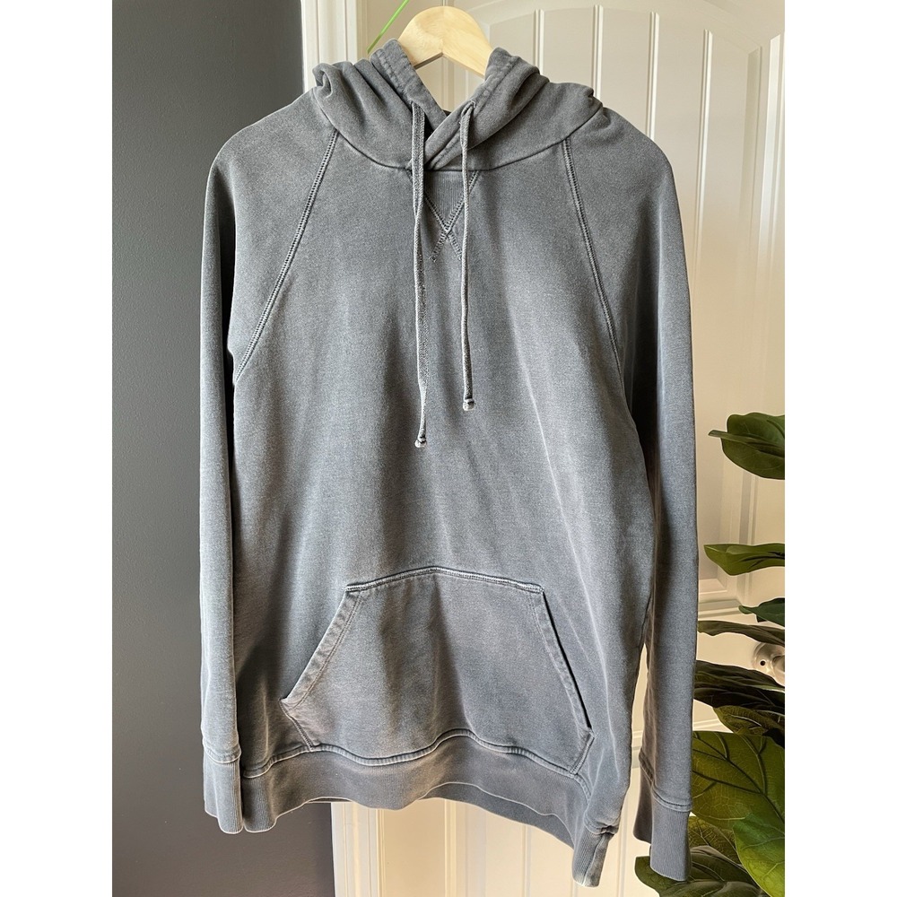 $195 ROWAN Gray French Terry Pullover Hoodie Raglan Sleeves Drawstring Medium